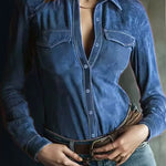 Zeagoo Vintage Suede Button-Down Shirt for Women Casual Loose Business Casual 2026 | Under $40