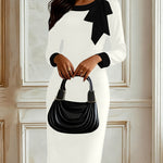 Zeagoo Women's Chic Colorblock Bow Accent Bodycon Dress