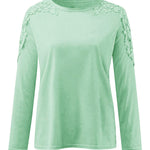 Zeagoo Elegant Lace Cutout Long Sleeve T-Shirt for Women Casual Work Office Loose Fit 2026 | Under $25