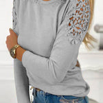 Zeagoo Elegant Lace Cutout Long Sleeve T-Shirt for Women Casual Work Office Loose Fit 2026 | Under $25
