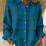 Zeagoo Women's Classic Loose Fit Checked Knit Cardigan