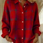 Zeagoo Women's Classic Loose Fit Checked Knit Cardigan