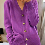 Zeagoo Women's Cozy Heart Shaped Button Knit Cardigan