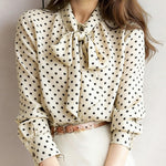 Zeagoo Polka Dot Print Bow Tie Neck Office Blouse for Women Casual Work Office Loose Fit 2026 | Under $40