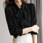 Zeagoo Polka Dot Print Bow Tie Neck Office Blouse for Women Casual Work Office Loose Fit 2026 | Under $40