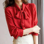 Zeagoo Polka Dot Print Bow Tie Neck Office Blouse for Women Casual Work Office Loose Fit 2026 | Under $40