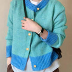 Zeagoo Women's Casual Loose Fit Color Mixed Knitted Cardigan