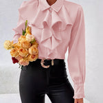 Zeagoo Elegant Solid Ruffle Tie Neck Blouse for Women Cute Summer Casual 2026 | Under $40