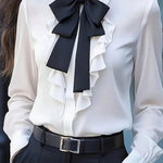 Zeagoo Fashion Contrast Ruffled Bow Tie Blouse for Women Cute Summer Casual 2026 | Under $40