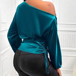 Zeagoo Elegant Satin Drawstring Off The Shoulder Blouse for Women Elegant Office Work Dressy 2026 | Under $40