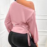 Zeagoo Elegant Satin Drawstring Off The Shoulder Blouse for Women Elegant Office Work Dressy 2026 | Under $40