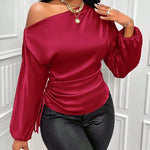 Zeagoo Elegant Satin Drawstring Off The Shoulder Blouse for Women Elegant Office Work Dressy 2026 | Under $40