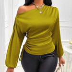 Zeagoo Elegant Satin Drawstring Off The Shoulder Blouse for Women Elegant Office Work Dressy 2026 | Under $40