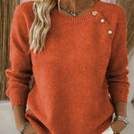 Zeagoo Cute Slant Placket Heart Button Sweater