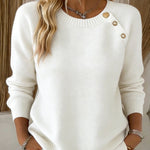 Zeagoo Cute Slant Placket Heart Button Sweater