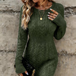 Zeagoo Women's Casual Cinched Waist Cable Knit Sweater Dress