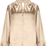 Zeagoo Elegant Satin Stand Collar Lantern Sleeve Blouse for Women Elegant Office Work Dressy 2026 | Under $40