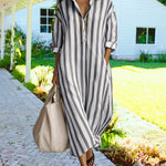 Zeagoo Women's Casual Striped Loose Fit Maxi Shirt Dress