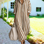 Zeagoo Women's Casual Striped Loose Fit Maxi Shirt Dress