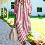 Zeagoo Women's Casual Striped Loose Fit Maxi Shirt Dress