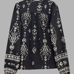 Zeagoo Ethnic Style Printed Lantern Sleeves Blouse for Women Casual Work Office Loose Fit 2026 | Under $40
