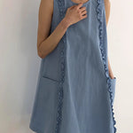 Zeagoo Women's 2026 Summer Cute Ruffle Trim Sleeveless Mini Vest Dress with Pockets Casual Beach Sundress