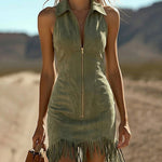 Zeagoo Women's 2026 Summer Sleeveless Bodycon Tassel Fringe Mini Dress Slim Fit Going Out Party Night Club