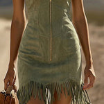 Zeagoo Women's 2026 Summer Sleeveless Bodycon Tassel Fringe Mini Dress Slim Fit Going Out Party Night Club