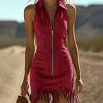 Zeagoo Women's 2026 Summer Sleeveless Bodycon Tassel Fringe Mini Dress Slim Fit Going Out Party Night Club