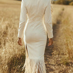 Zeagoo Women's 2026 Western Cowgirl Suede Tassel Fringe Dress Long Sleeve Maxi Dress Country Concert Festival
