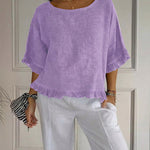 Zeagoo Stylish Casual Round Neck Ruffled Hem T-Shirt for Women Cute Summer Casual 2026 | Under $40