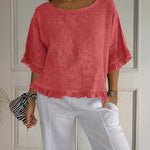 Zeagoo Stylish Casual Round Neck Ruffled Hem T-Shirt for Women Cute Summer Casual 2026 | Under $40