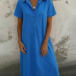 Zeagoo Women's 2026 Summer Linen Blend Button Down Shirt Dress Casual Long Sleeve Midi Dress Work Office Beach Vacation