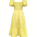 Zeagoo Women's 2026 Summer Boho Plaid Square Neck Midi Dress Casual A Line Flowy Sundress with Pockets Beach Vacation