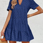 Zeagoo Women's 2026 Summer Eyelet Embroidery Babydoll Mini Dress Casual Flowy Short Sleeve Cute Sundress Beach Vacation