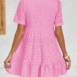 Zeagoo Women's 2026 Summer Eyelet Embroidery Babydoll Mini Dress Casual Flowy Short Sleeve Cute Sundress Beach Vacation