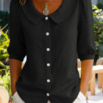 Zeagoo Women's 2026 Cute Peter Pan Collar Button Down Blouse Short Sleeve Dressy Casual Work Office Elegant Top
