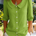 Zeagoo Women's 2026 Cute Peter Pan Collar Button Down Blouse Short Sleeve Dressy Casual Work Office Elegant Top