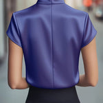Zeagoo Elegant Mock Neck Ruched Solid Color Blouse for Women Casual Work Office Loose Fit 2026 | Under $40