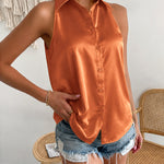 Versatile Satin Sleeveless Shirt Vest