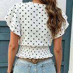 Versatile Polka Dot Ruffled Sleeves Blouse