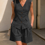 Smart Casual Commuter Vest and Shorts Matching Set