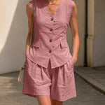 Smart Casual Commuter Vest and Shorts Matching Set