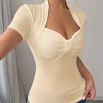 Versatile Sweetheart Neck Basic Bodycon T-Shirt