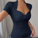 Versatile Sweetheart Neck Basic Bodycon T-Shirt