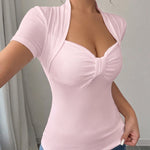 Versatile Sweetheart Neck Basic Bodycon T-Shirt
