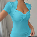 Versatile Sweetheart Neck Basic Bodycon T-Shirt