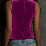 Velvet Deep V Neck Button Front Vest