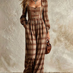 Vintage Plaid Wide Leg Jumpsuit
