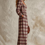 Vintage Plaid Wide Leg Jumpsuit